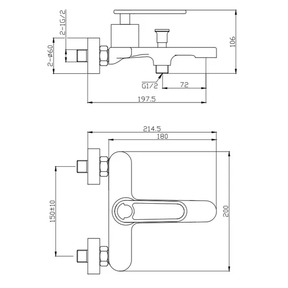 Смеситель для ванны и душа CEZARES MOMENTO-VD-01