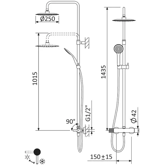 Душевая стойка CEZARES LEAF-CDA-25-L-NOP