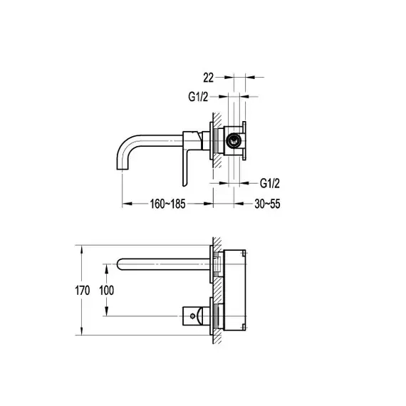 Смеситель для раковины CEZARES ECO-DI-NOP встраиваемый