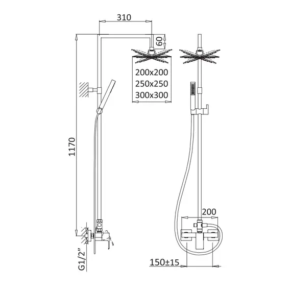 Душевая стойка со смесителем CEZARES PORTA-CD-01