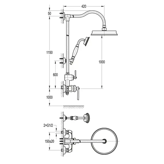 Душевая стойка CEZARES LIBERTY-F-CD-01