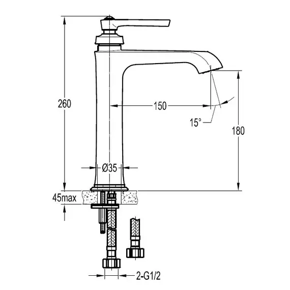 Смеситель для накладных раковин CEZARES LIBERTY-F-LC-01-W0