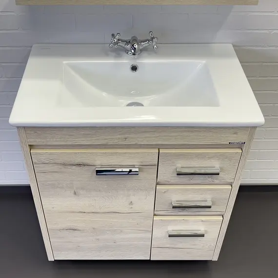 COMFORTY. Тумба-умывальник "Марио-60/75 " дуб дымчатый /сосна с раковиной Quadro 60/75