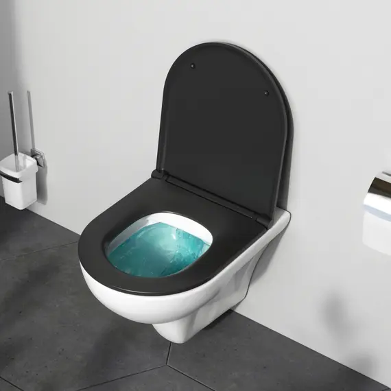 AM.PM  Gem подвесной унитаз FlashClean с черным матовым сиденьем микролифт