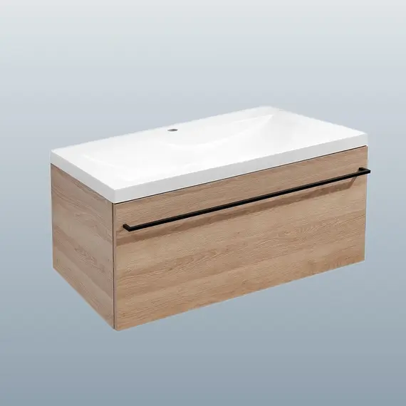 Тумба подвесная  ACWEN ДЖУНИ 90 дуб гладстоун песочный с раковиной Флай