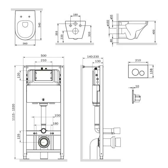 AM.PM Инсталл с клав Pro L глянц хром с подв унит Inspire FlashClean с сид м/л