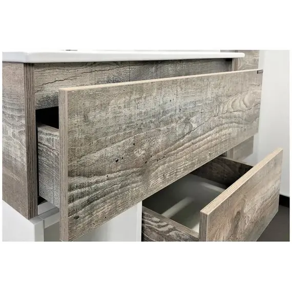 COMFORTY. Тумба-умывальник "Турин" дуб белый /бежевый с раковиной COMFORTY