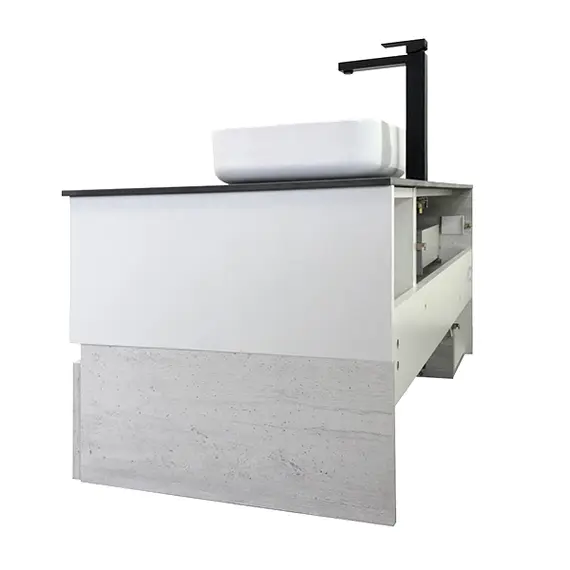 Тумба-умывальник Comforty Прага-120 дуб белый с графитовой столешницей с раковиной