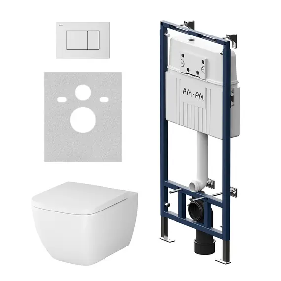 AM.PM  Инсталляция MasterFit с клав S глянц белый с подвес унит Gem  FlashClean с сид