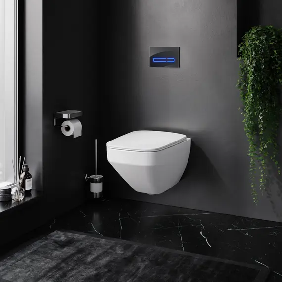 AM.PM Инсталляция  с клав Touchless Pro стекло, чёр с подв унит Inspire V2.0 FlashClean с сид м/л