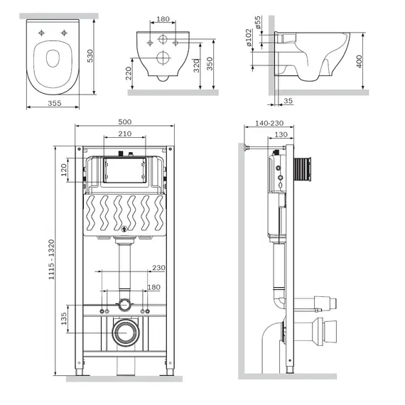 AM.PM Комплект инсталляция с клав Pro L глянц хром с подвесным унитазом Like FlashClean
