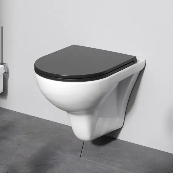 AM.PM  Gem подвесной унитаз FlashClean с черным матовым сиденьем микролифт