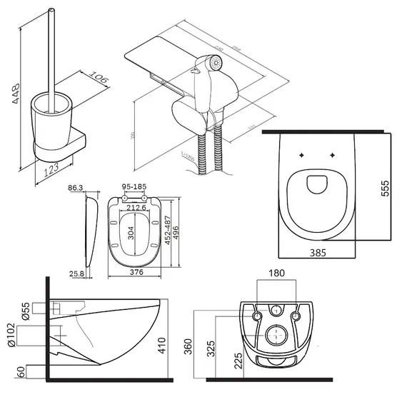 AM.PM Sensation набор подвесной унитаз с гиг.душем