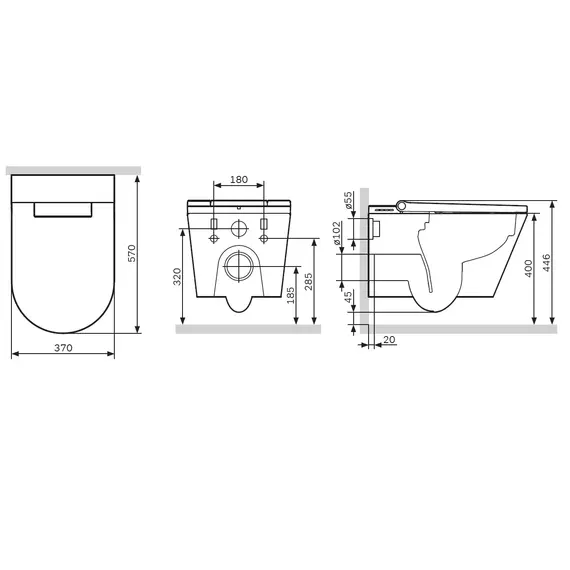 AM.PM Inspire подвесной унитаз с интегрированным электронным биде