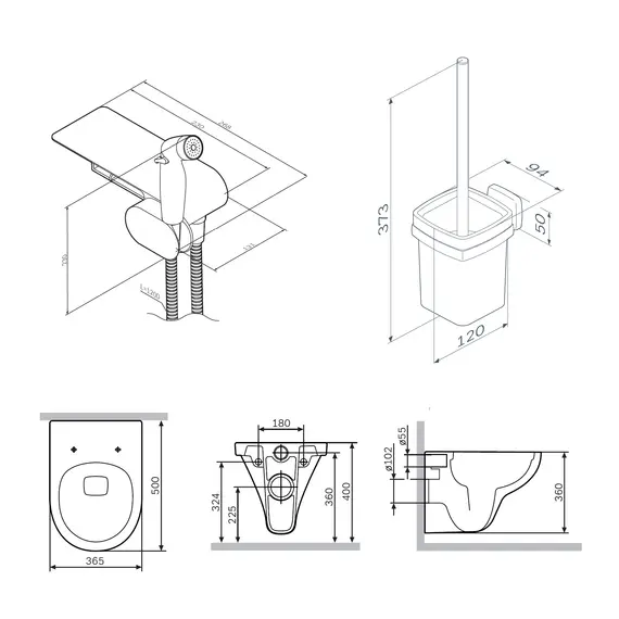 AM.PM Gem набор подвесной унитаз с гиг.душем