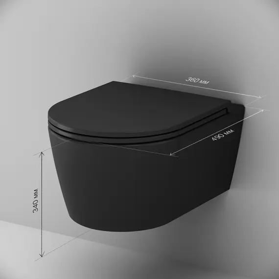 AM.PM Func подвесной унитаз 49 см FlashClean с сиденьем микролифт, черн мат