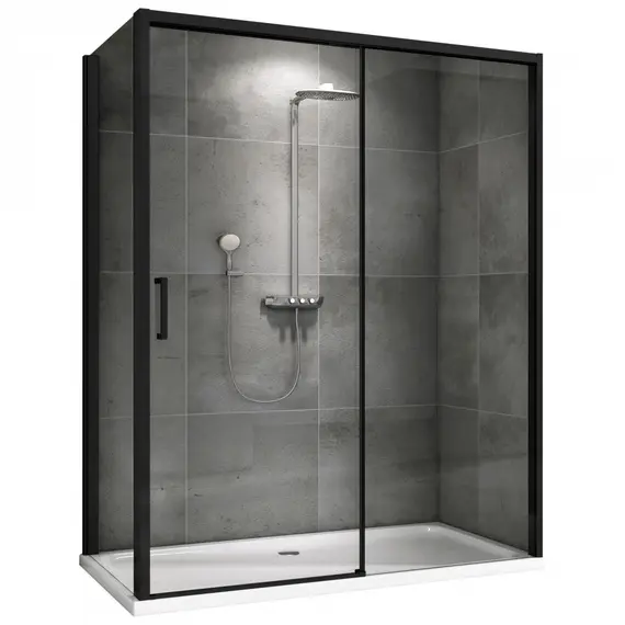 Душевой уголок ABBER Komfort прозрачное , черный профиль