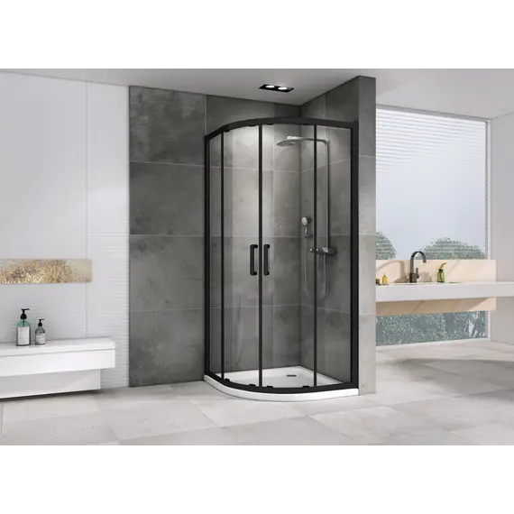 Душевой уголок ABBER Schwarzer Diamant трапеция, прозрачное/черный