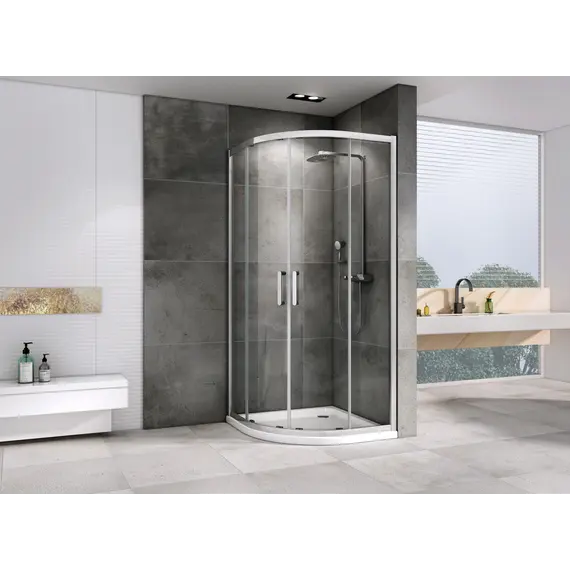 Душевой уголок ABBER Schwarzer Diamant трапеция, прозрачное / хром