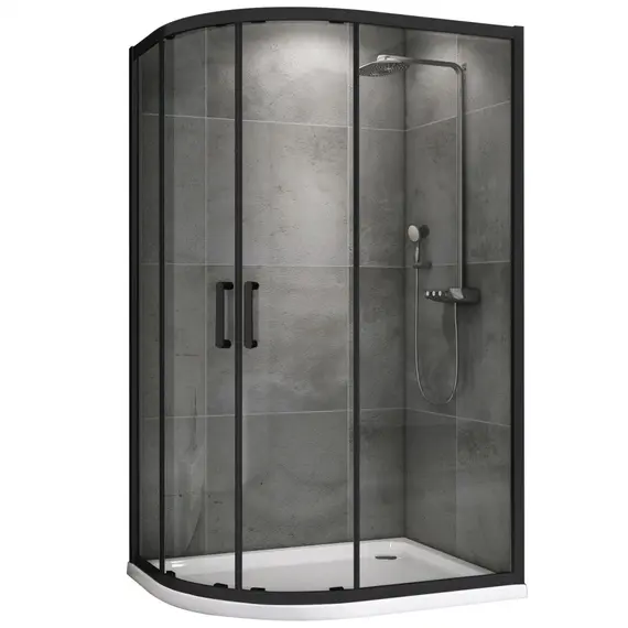 Душевой уголок ABBER Schwarzer Diamant асимметричный, прозрачное/черный