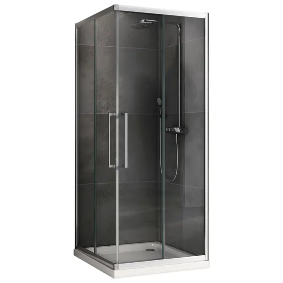 Душевой уголок ABBER Schwarzer Diamant квадрат, прозрачное/хром