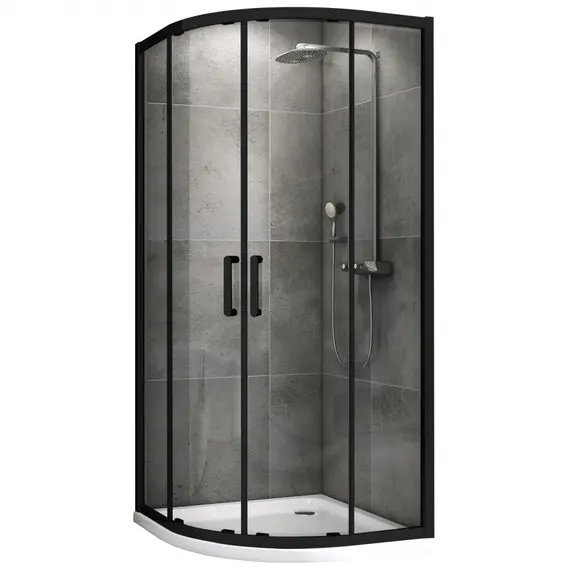 Душевой уголок ABBER Schwarzer Diamant трапеция, прозрачное/черный
