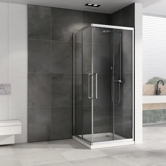 Душевой уголок ABBER Schwarzer Diamant квадрат, прозрачное/хром