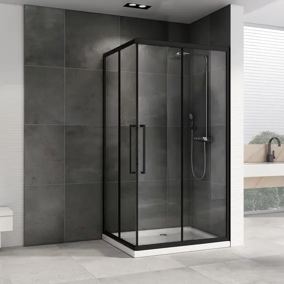 Душевой уголок ABBER Schwarzer Diamant прямоугольный , прозрачное/черный