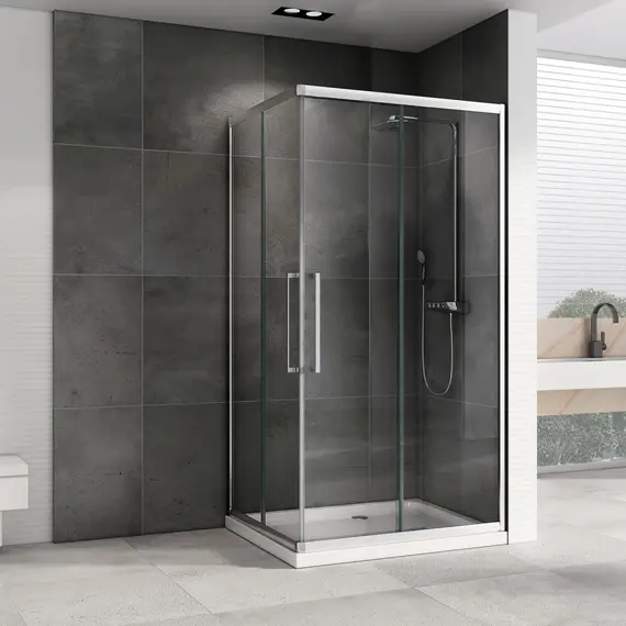 Душевой уголок ABBER Schwarzer Diamant прямоугольный , прозрачное/хром