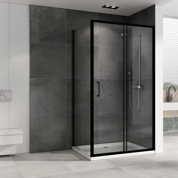 Душевой уголок ABBER Schwarzer Diamant квадрат , прозрачное/черный