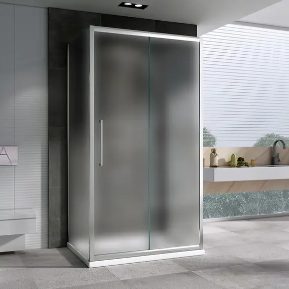 Душевой уголок ABBER Schwarzer Diamant прямоугольный , пристенный , матовое/хром