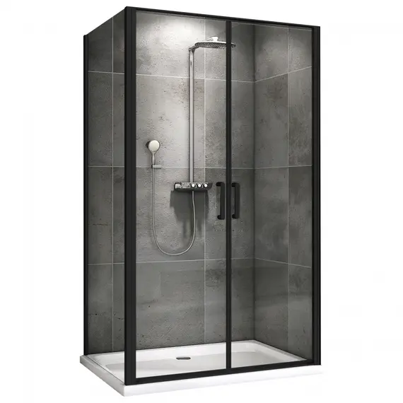 Душевой уголок ABBER Sonnenstrand  прозрачное/черный , в угол