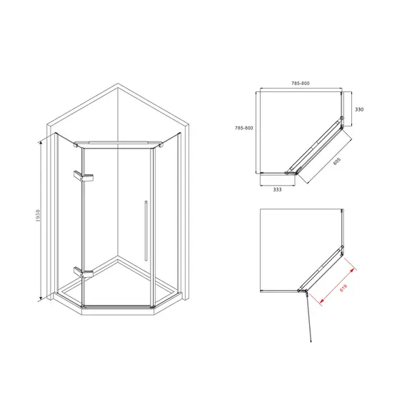 Душевой уголок ABBER Ewiges Wasser прозрачное , профиль хром