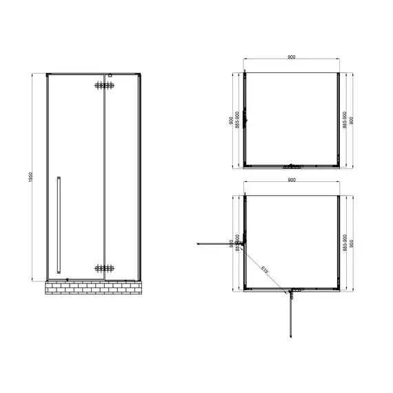 Душевой уголок ABBER Eins AG06099B  90х90
