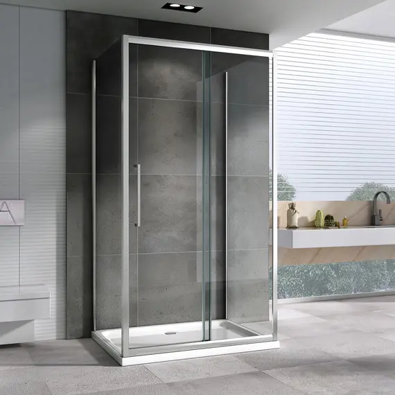 Душевой уголок ABBER Schwarzer Diamant прозрачное/хром , пристенный