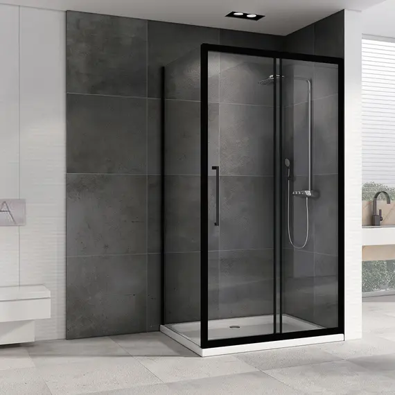 Душевой уголок ABBER Schwarzer Diamant   прозрачный/черный , в угол