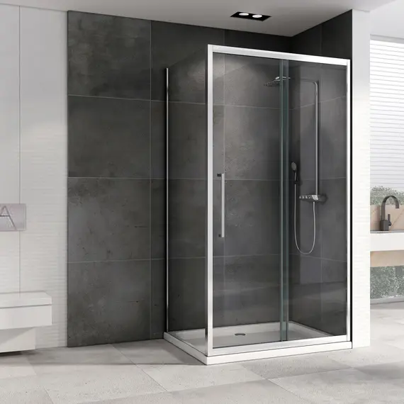 Душевой уголок ABBER Schwarzer Diamant A прозрачный/хром , в угол