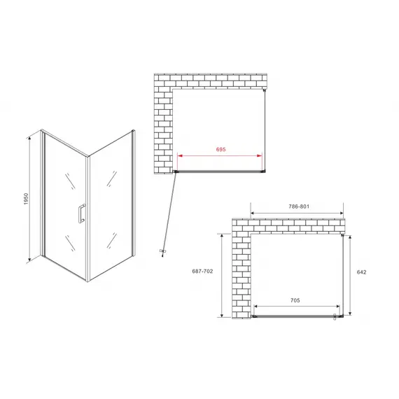 Душевой уголок ABBER Sonnenstrand  прозрачное/черный , в угол