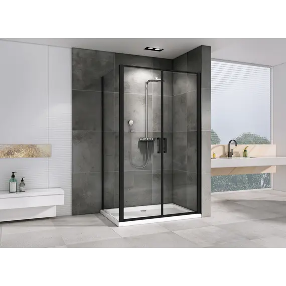 Душевой уголок ABBER Sonnenstrand  прозрачное/черный , в угол