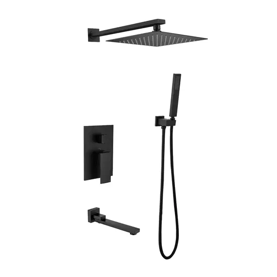 Душевая система ACWEN-80118B  встраиваемая с изливом , черный матовый