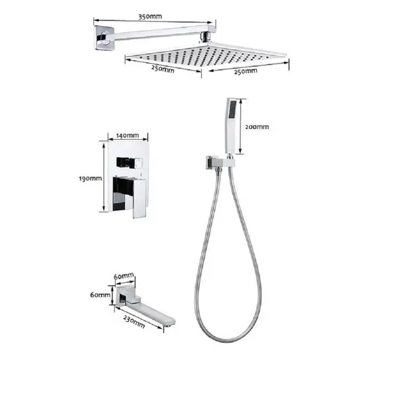 Душевая система ACWEN-80118  встраиваемая с изливом , хром