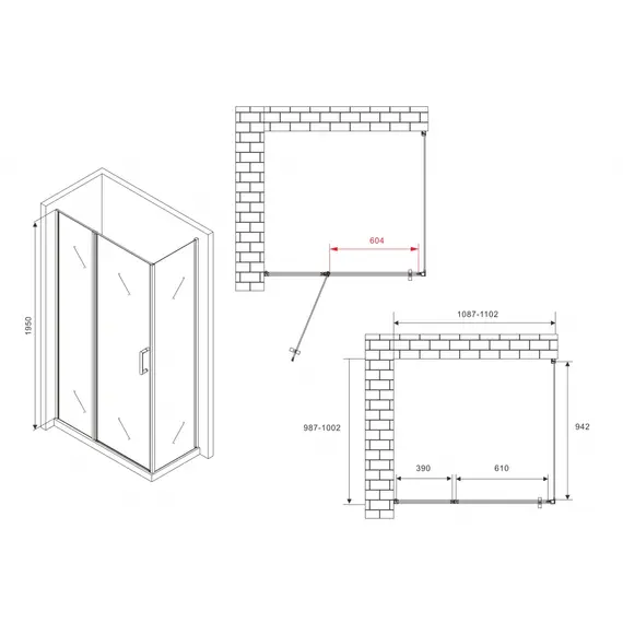Душевой уголок ABBER Sonnenstrand  прозрачное/хром , в угол