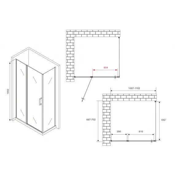 Душевой уголок ABBER Sonnenstrand  прозрачное/хром , в угол