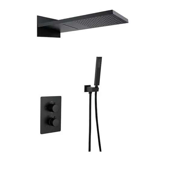 Душевая система ACWEN 80061B встраиваемая с термостатом , черный матовый