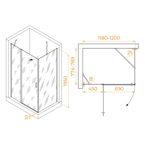 Душевой уголок RGW LE-044 (LE-004+Z-14)