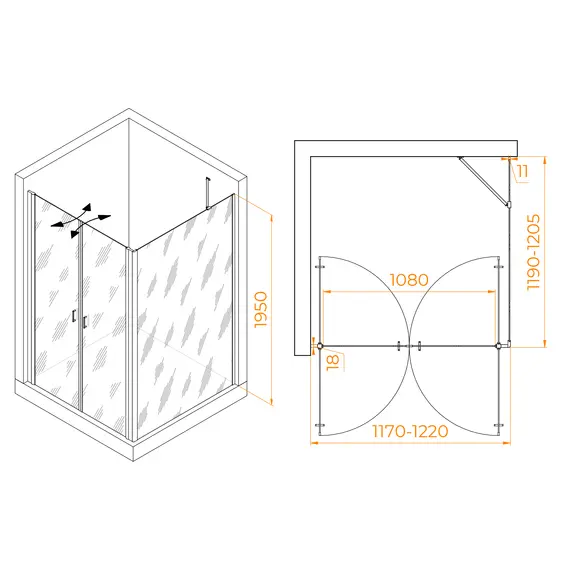 Душевой уголок RGW PA-134B (PA-104B+Z-050-2B+O-204B)