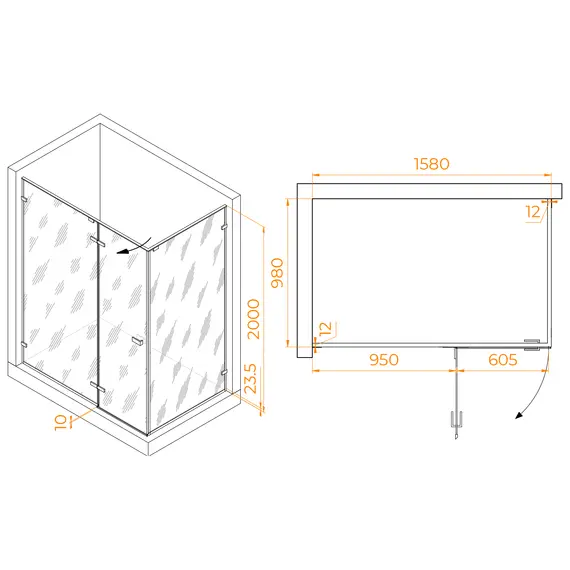 Душевой уголок RGW SV-040Gr  прозрачное/серый