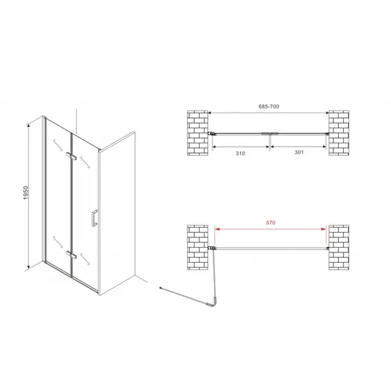 Душевая дверь ABBER Zart складная