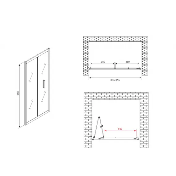 Душевая дверь ABBER Sonnenstrand прозрачное/черный складная