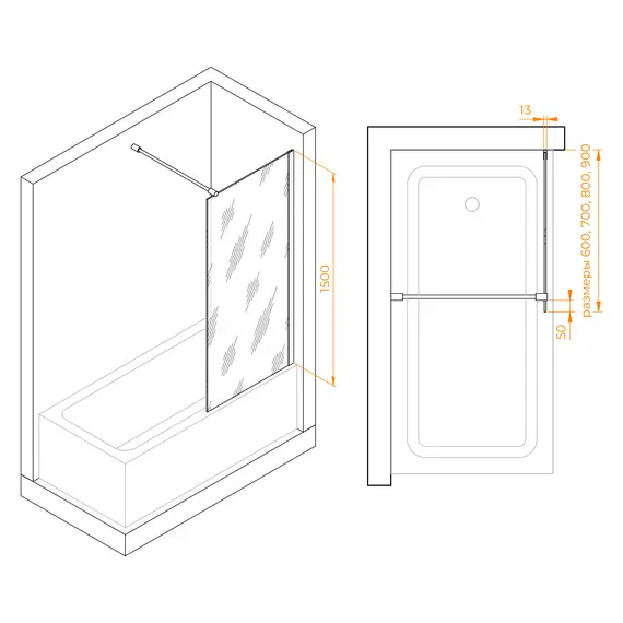 Шторка на ванну RGW SC-051